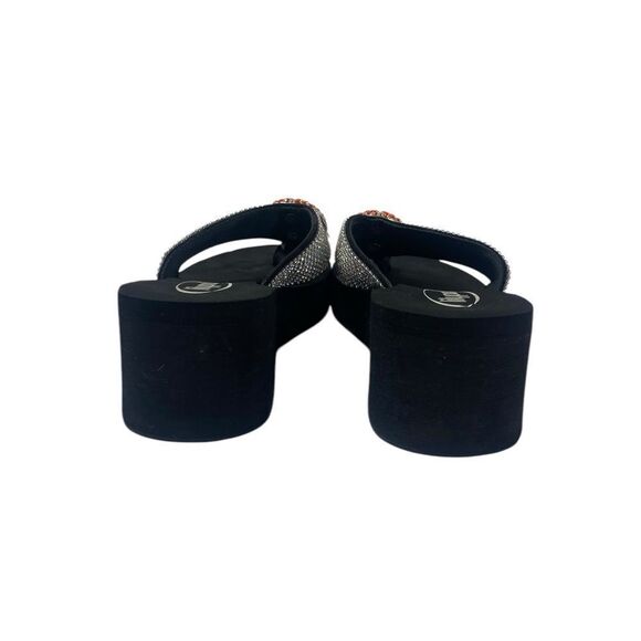 Lilypas Black and Silver Women's Sandals with crystal rhinestones Basket… - Picture 5 of 7